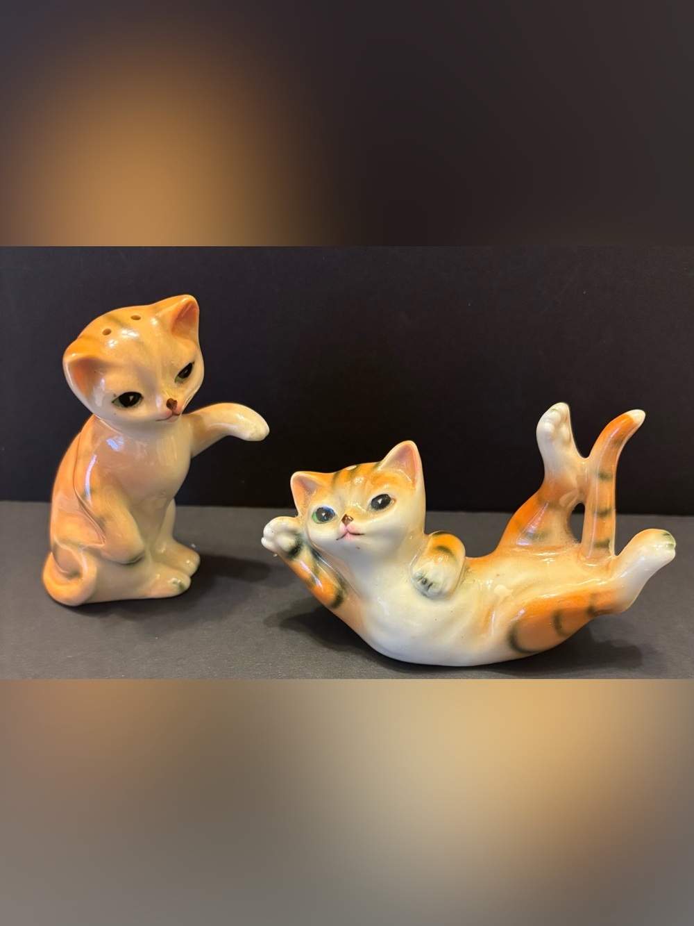 Vintage Relco Japan Orange Tabby Cat Salt & Pepper Shakers Ceramic Kitten Set
